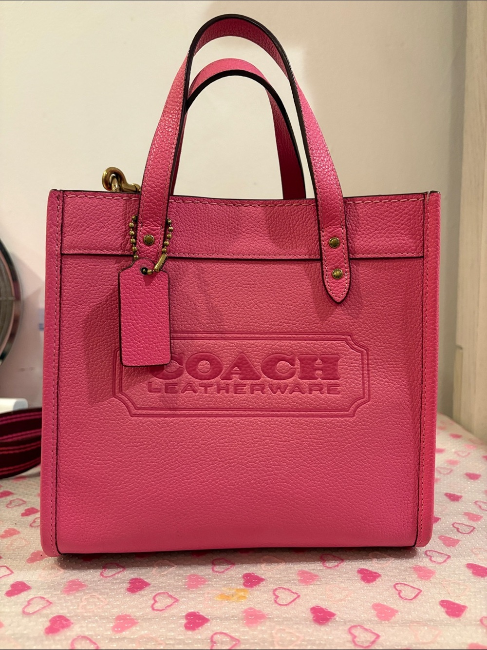 Coach field tote 22 pink